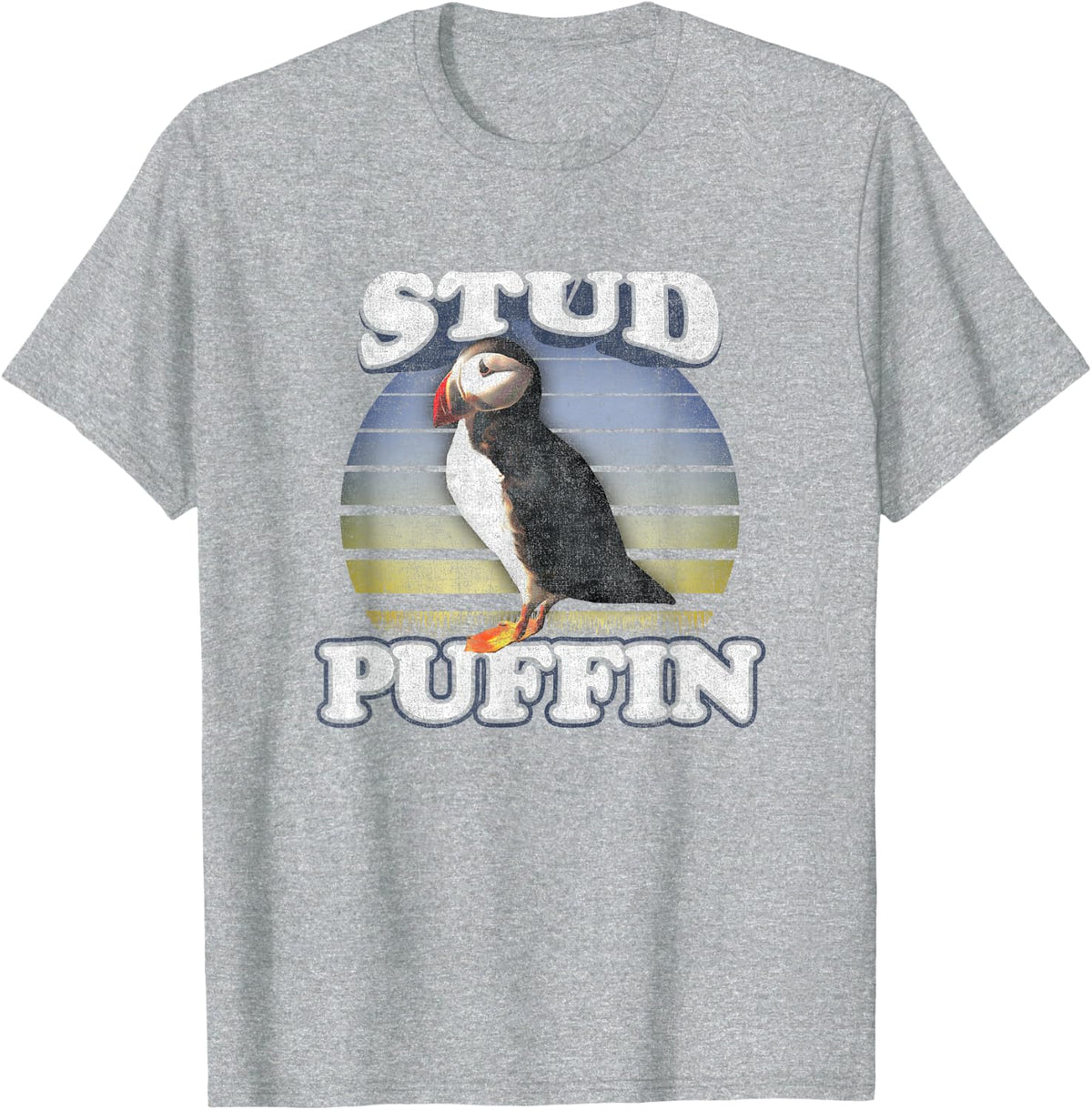 Funny Stud Muffin Vintage Retro Style Stud Puffin T-Shirt - Heather Grey