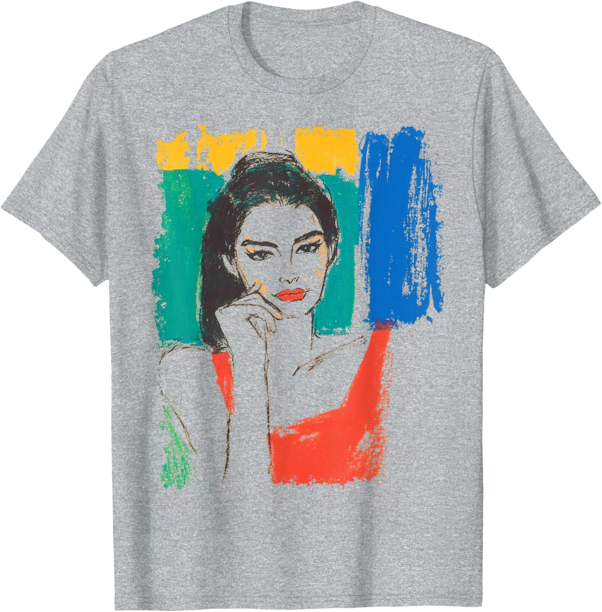 Colorful Abstract Graffiti Pop Art Women's Cute Graphic T-Shirt - Heather Grey