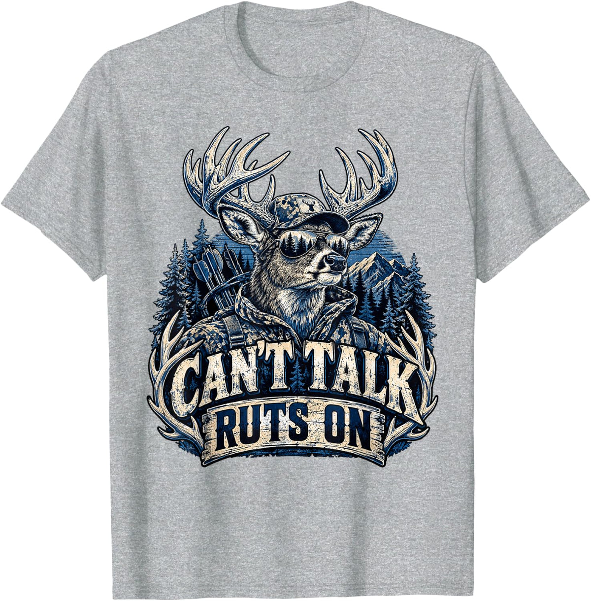 Can't Talk Ruts On Deer Hunting Buck Antlers T-Shirt - Heather Grey