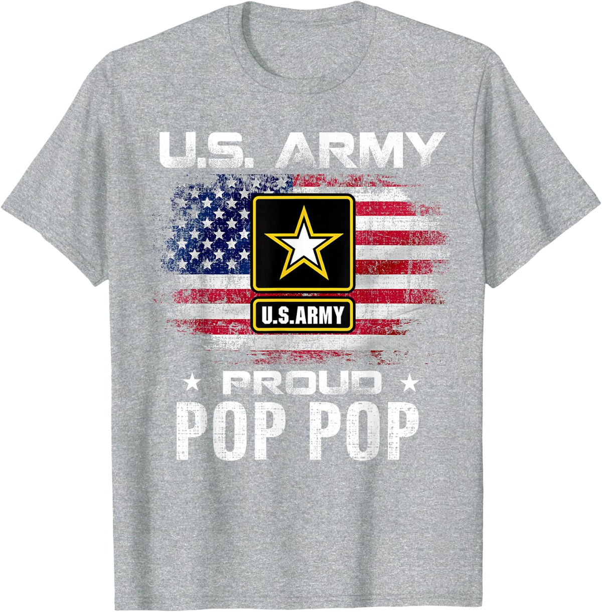 U.S Army Proud Pop Pop With American Flag Gift Veteran Gift T-Shirt - Heather Grey