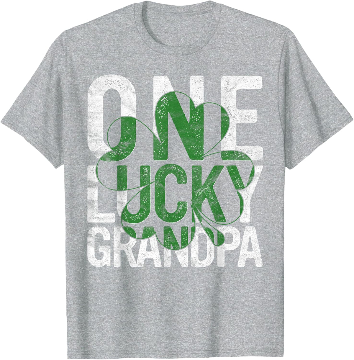One Lucky Grandpa Irish Grandfather St Patricks Day Dad T-Shirt - Heather Grey