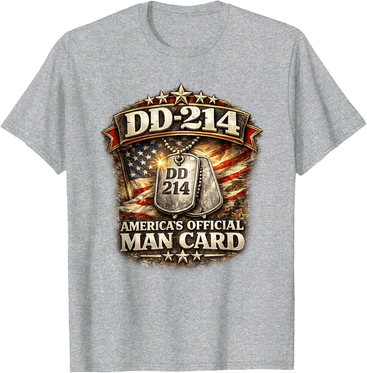 DD-214 Veteran Shirt America's Official Man Card Patriotic T-Shirt - Heather Grey