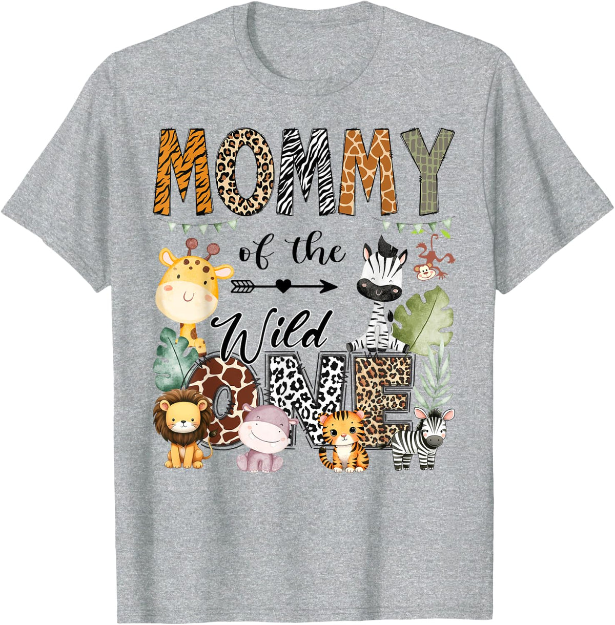 Mommy Of The Wild One 1St Birthday Safari Jungle T-Shirt - Heather Grey