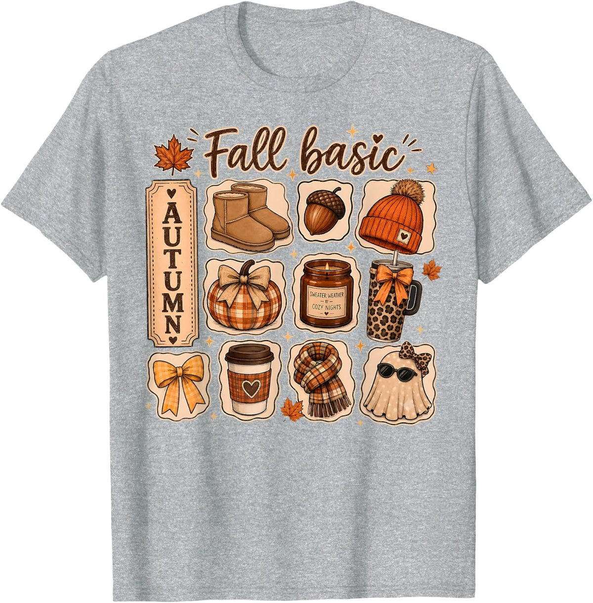 Fall Basic Thanksgiving Halloween Autumn Pumpkin Season T-Shirt - Heather Grey