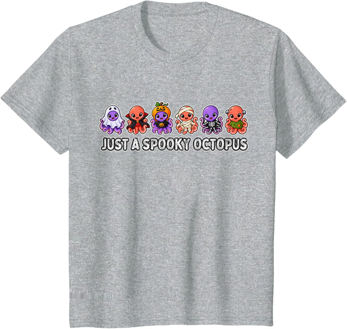 Just A Spooky Octopus Halloween Ocean Animal T-Shirt - Heather Grey