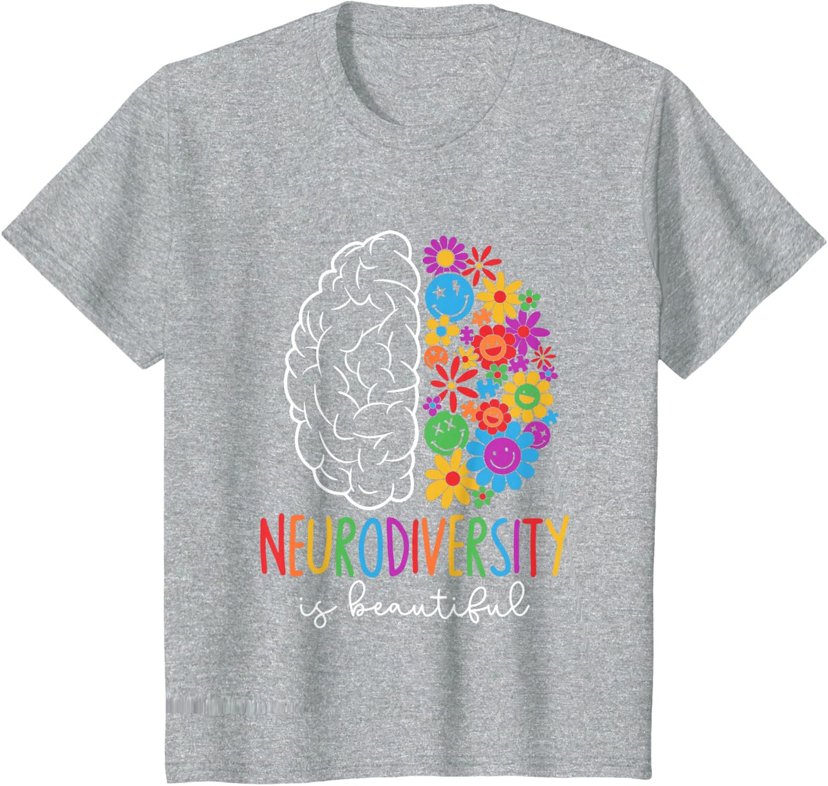 Neurodiversity Is Beautiful Flower SPED AAC Autism Awareness T-Shirt - Heather Grey